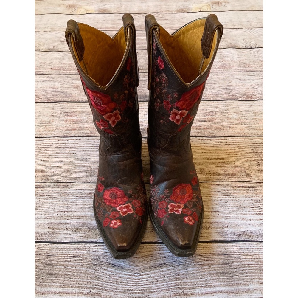 Old Gringo Cowboy / Cowgirl Boots With Red Floral